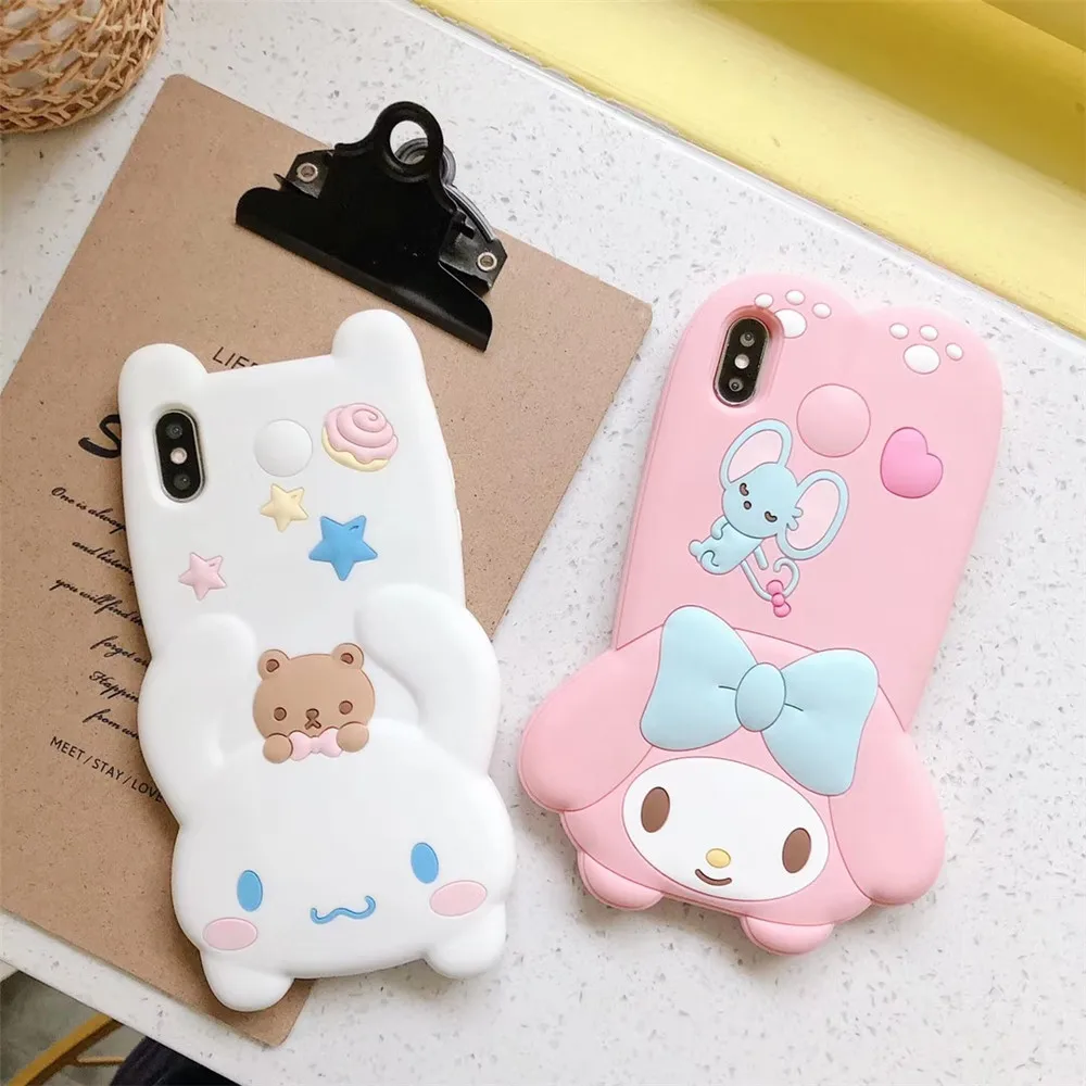 3D Anime My melody Hello kitty soft silicone phone case for iphone 11 pro max 6 7 8 plus X XR XS MAX Cinnamoroll Lanyard Cover