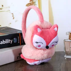 Inverno dos desenhos animados raposa quente earmuff pelúcia grosso macio ajustável capa de ouvido para crianças kawaii headband earflap suprimentos ao ar livre