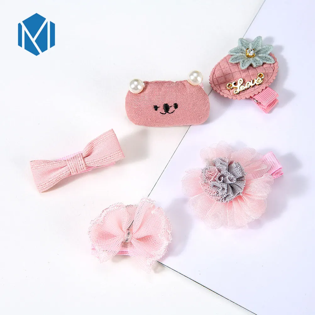 

5Pcs Cartoon Rabbit Ear Cloth Hair Clips Set For Children Hair Accessories Cute Lace Flower Crown Kids Hairpins Headwear