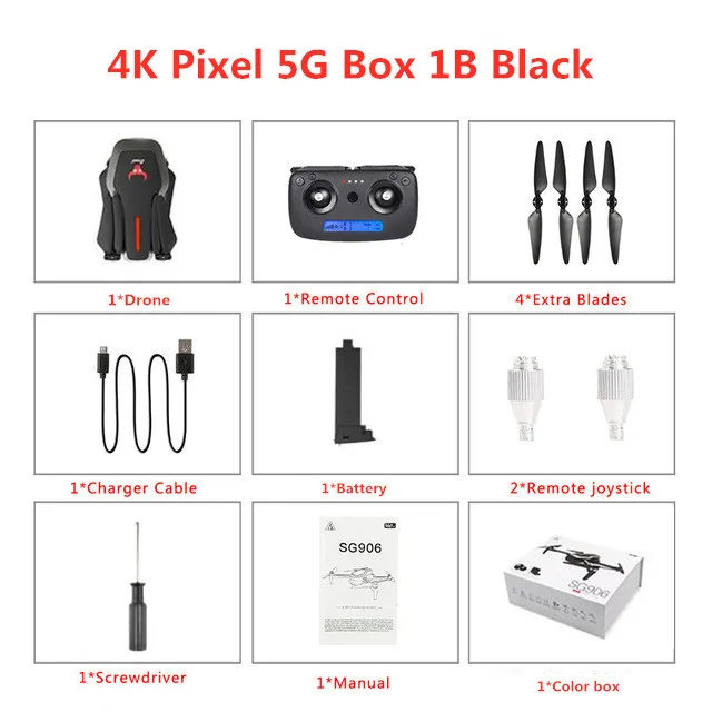 4K Pixel 5G Box 1B B SG906 портативный Радиоуправляемый Дрон 4K gps 5G wifi FPV HD Двойная камера Дрон широкоугольный бесщеточный селфи складной Дрон 4K Квадрокоптер дроны - Цвет: 4K Pixel 5G Box 1B B