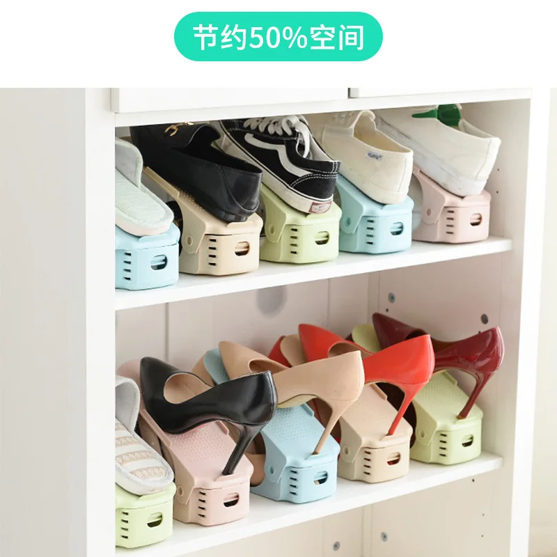 Shoes Holder Multi-functional One-piece Creative Double Layer Plastic Shoes Storage Rack Household Province Space Open-Organizin