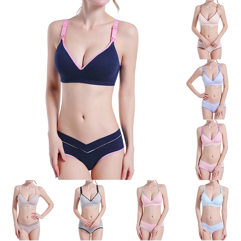 

High Quality Breast Feeding Bras Front Open Clips Wire-free Cotton Breathable 3 Rows 3 Hooks Nursing Bra