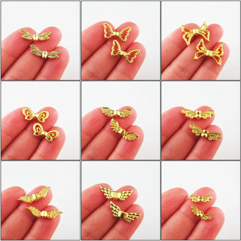 Fashion New Animal Butterfly Dragonfly Wings Angel Wings Charms Gold Color Spacer Beads