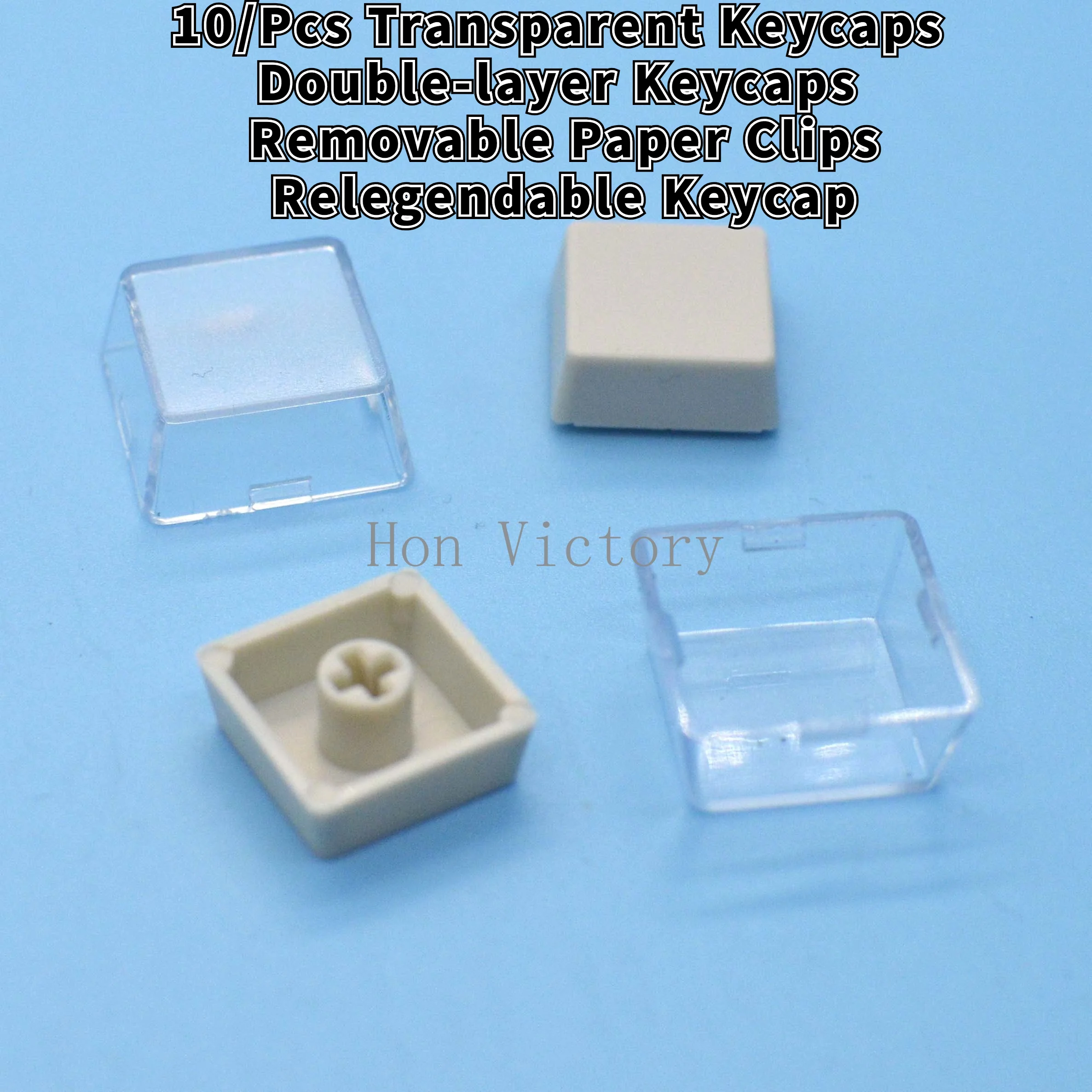 10/Pcs Transparent Keycaps Double layer Keycaps Removable Paper Clips