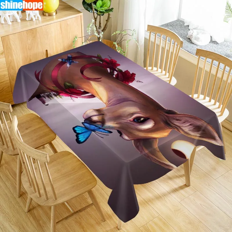 3d Animals Tablecloth Sika Deer Pattern Dustproof Washable Rectangular Table Cloth For Wedding Table Cloth Cover TV Covers - Цвет: tablecloths 7