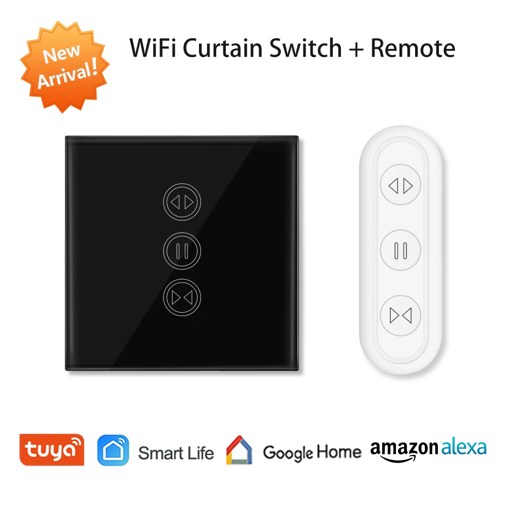 Remote Control Blind Shutter Tuya Smart Life EU WiFi Curtain Touch Switch Voice Control by Google Home Alexa echo App Timer afbeelding
