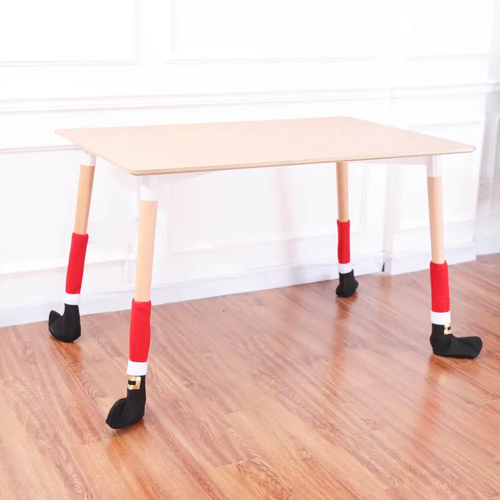 4pcs/set Christmas Table Leg Chair Foot Covers Home Chair Table Cover New Year Decoration