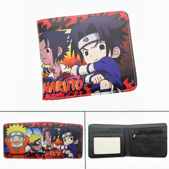 

Cartoon Anime Naruto Sasuke PU Wallet Bifold Photo Card Holder Layers Student Coin Pocket leather Men's Women's Short Purses