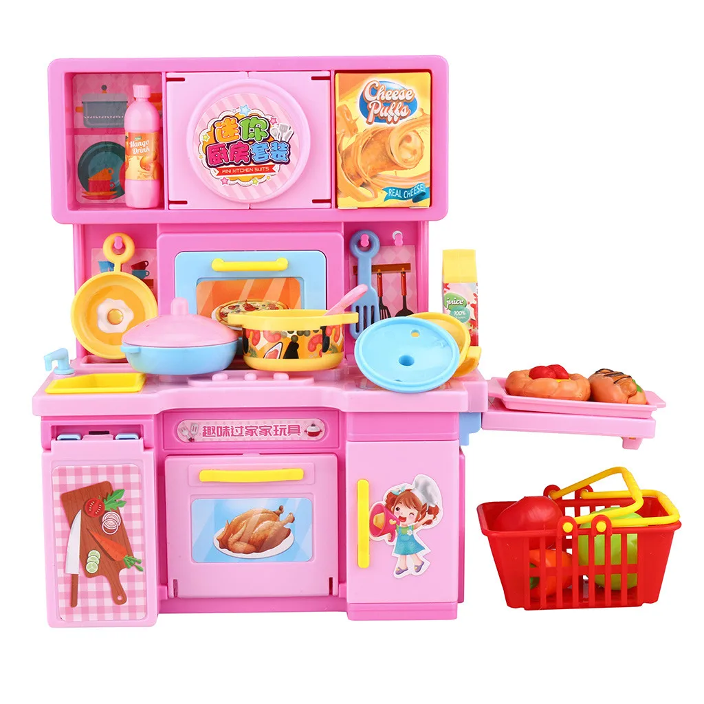 Children Pretend Role Play Toys Cooking Kitchen Cookware Kids Mini Playset Dollhouse Classic Kids Educational Toys Gifts M50