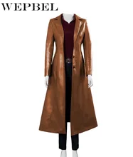 Aliexpress - WEPBEL Winter Casual Long Sleeve Single-breasted Turn-down Collar Slim Coat Women’s Fashion Solid Color Faux Leather Long Coat