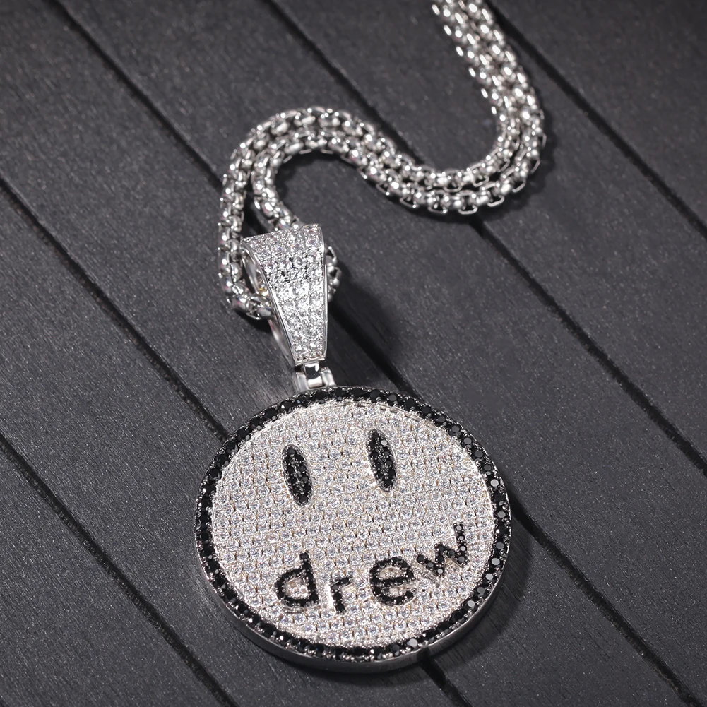 UWIN Smile Face DREW Letter кулон ожерелья Золото Цвет и серебро цвет цепи нержавеющая сталь для мужчин ювелирные изделия