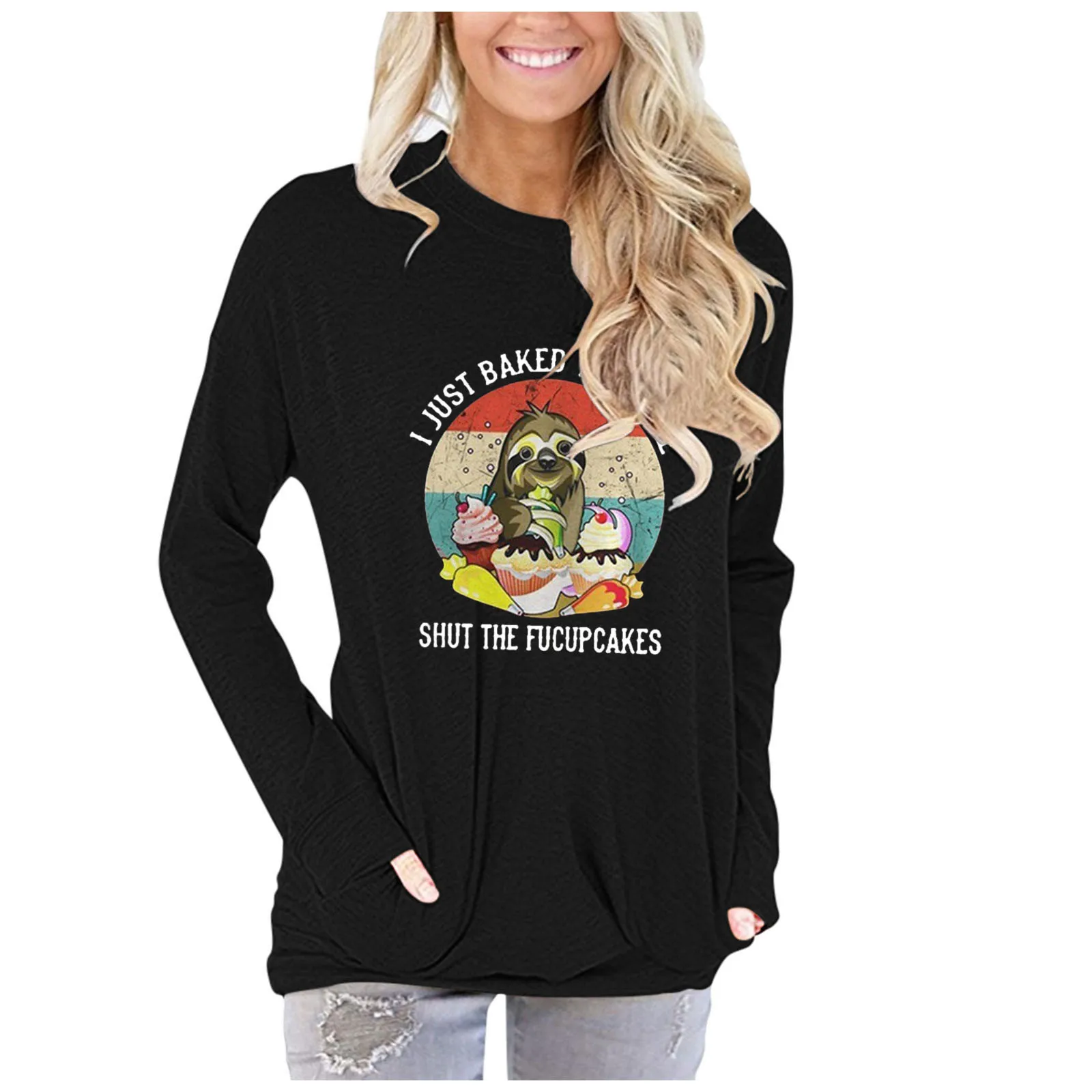2021 Happy New Year Women Long Sleeve Printed Casual O Neck Shirt Pockets Graphic Tops Blouse Women Scriptor Summo 2