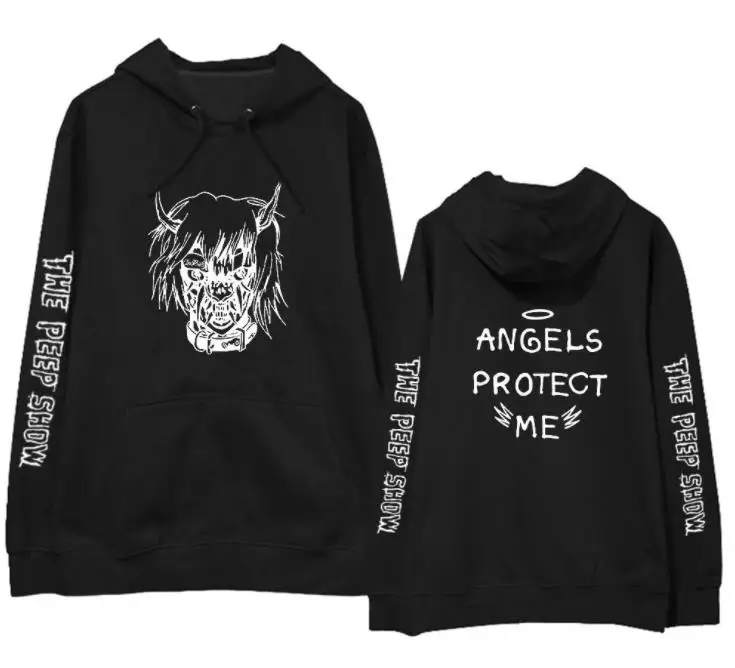 Модный пуловер в стиле хип-хоп lil peep angels protect me same с принтом, толстовки унисекс, флисовая/тонкая свободная толстовка, 5 цветов - Цвет: fleece