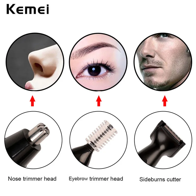 Kemei перезаряжаемый триммер для удаления волос триммер для бровей и ушей безопасный уход за лицом бритвенный станок носовая шерсть инструменты для личной гигиены 45D