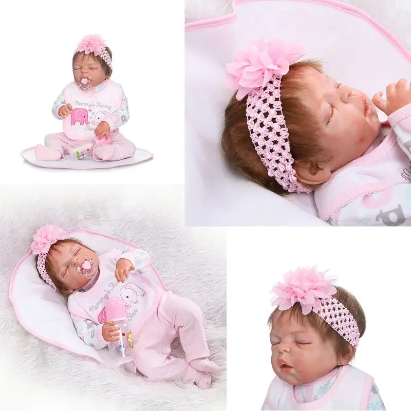 

48cm Cute Reborn Doll Realistic Full Silicone Vinyl Newborn Sleeping Babies Toy Clothes Lifelike Handmade Gifts Y4QA