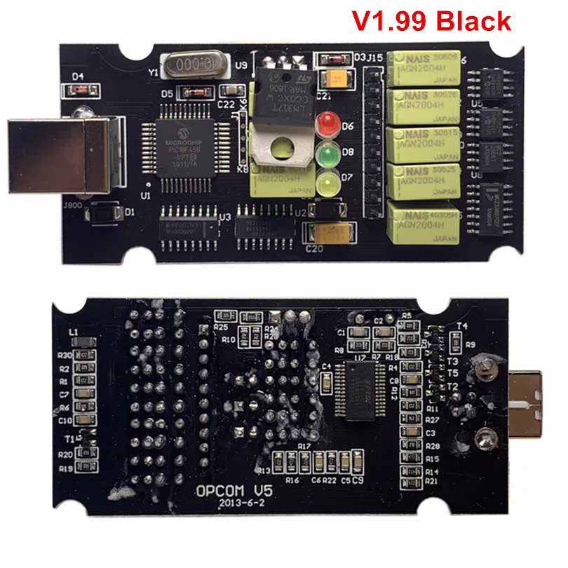 Высокое качество 10 шт./лот OBD2 OPCOM V1.99 OP-COM для Опель OP COM для Opel автомобильный диагностический инструмент OBD2 автоматический сканер - Цвет: V1.99 Black
