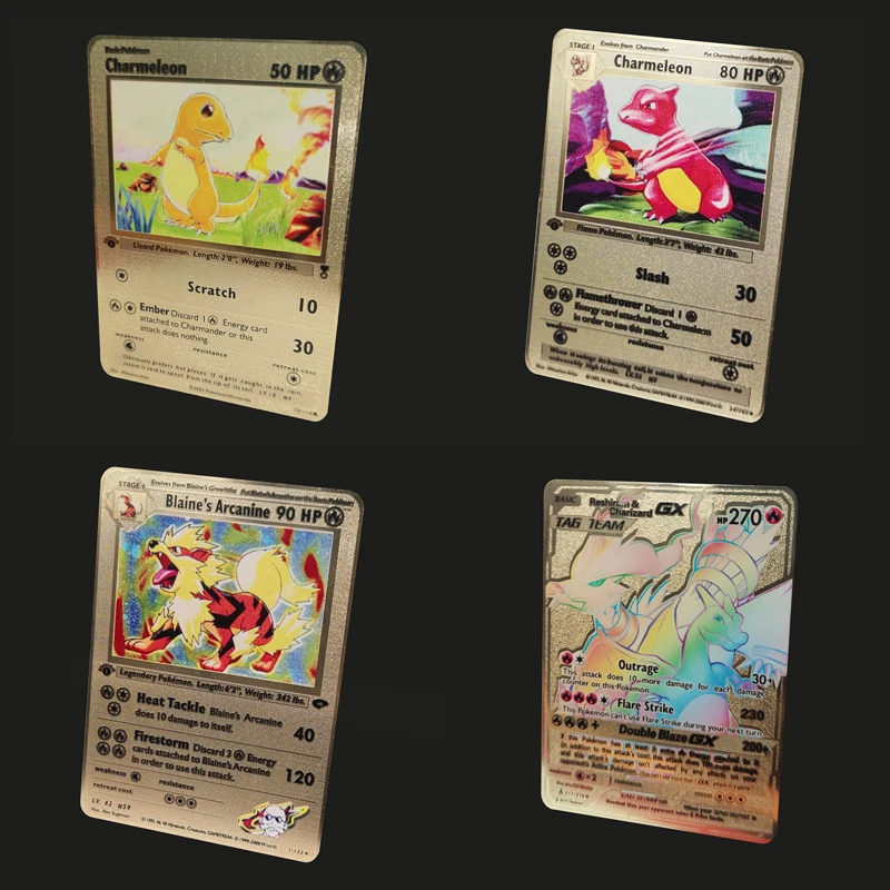 2021 Anime nuevo Pokemon tarjeta DIY Charmander Blastoise Serie de Oro tarjeta de regalo de colección niños tarjetas de juego de colección