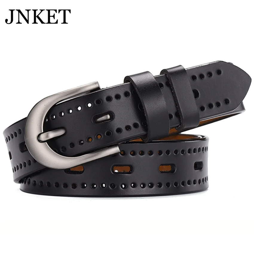 

JNKET New Fashion Women Hollow Out Waist Belt Cow Leather Belt Waistband Pin Buckle Belt Jeans Belt Leisure Cinturon