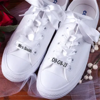 Custom Lettering Flat Shoelaces Personalized Bridal Shoe Laces Customized Name Shoelace Uniqe Wedding Gift Shoe Accessories 1