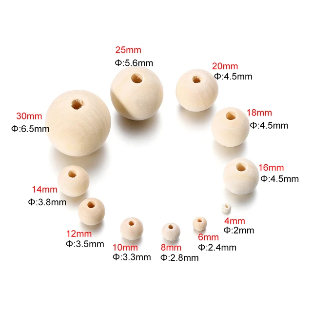 Wood Beads,4mm/6mm/8mm/10mm/12mm/14mm/16mm/18mm/20mm/25mm/30mm/35mm Round  Natural Unfinished Wooden Beads,diy Beads 