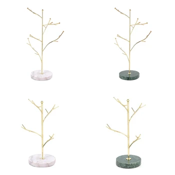 

Nordic Metal Storage Rack with Marble Base Chic Ins Modern Jewelry Ring Necklace Earring Display Rack Holder Desk Decor