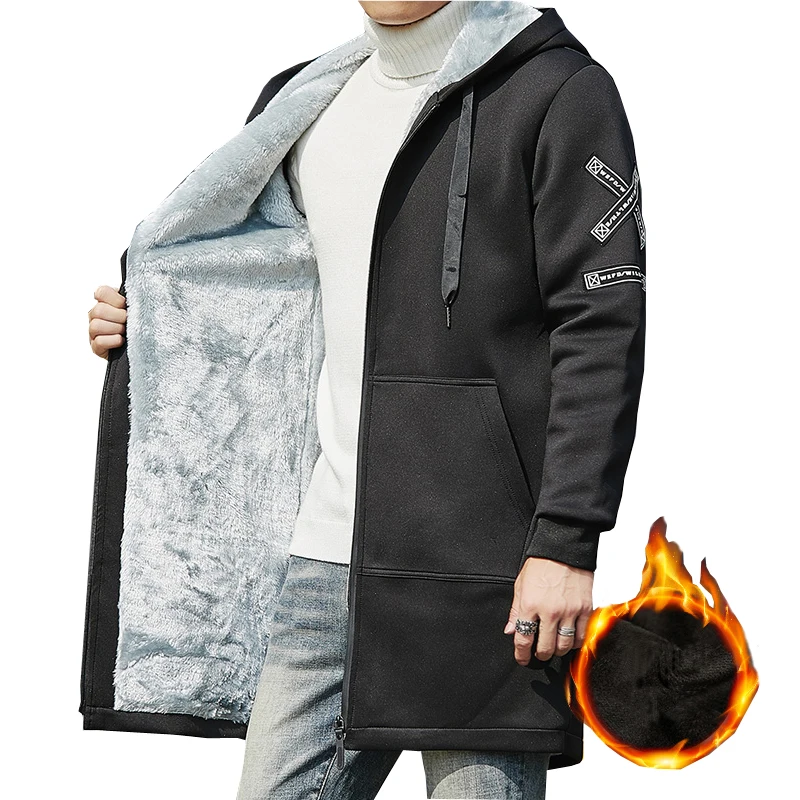 

2023 Men Winter Thicken Fleece Jacket Mens Casual Hooded Coat Cargo Cotton Jackets Windbreaker Outwear Man