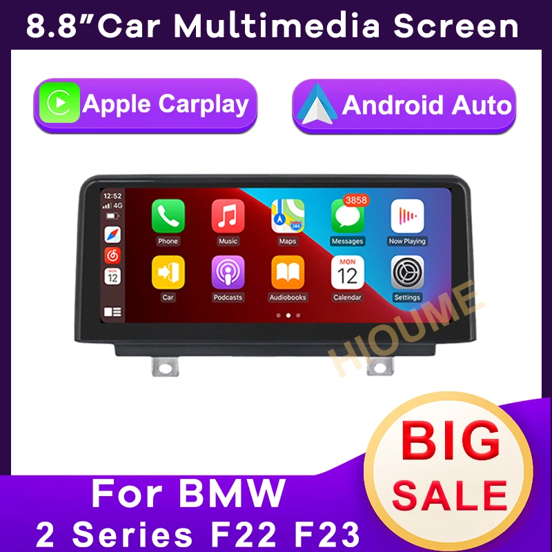Автомобильный мультимедийный экран Apple CarPlay 8 дюйма Android для BMW 2 серии F22 F23 2013-2017