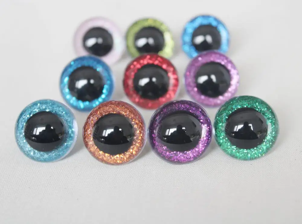 13mm-28mm round plastic toy safety eyes glitter Nonwovens hard washer 20pcs doll accessories plastic safety eyes doll accessories toys safety eyes For plush doll findings-size option
