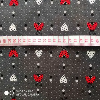 

50 * 140cm Cotton Plain Weave Love Ladybug Printed Fabric Patchwork Needlework DIY Handmade Cloth Dress Sewing Material Quilting