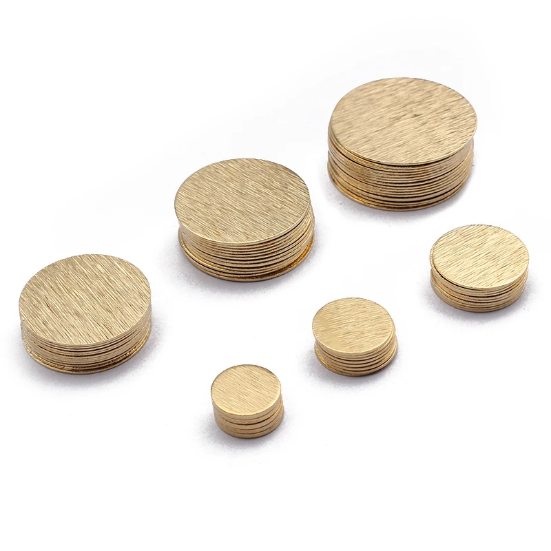 Textured Brass 10 12 15 20 22 25mm Round Disc charms StampingTags Pendant For Handmade Earrings Necklace Jewelry Making Supplies