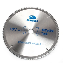 Lame de scie circulaire en carbure pour métal, 10 "250mm, meuleuse d'angle, mandrin pour coupe rotative du bois et du plastique 60/80/100/120T 