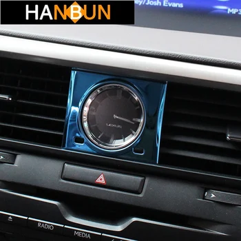 

Middle Control Car Stone Clock Table Frame Trim Sticker Stainless Steel Styling Interior Accessories For Lexus RX200t 450h 2016