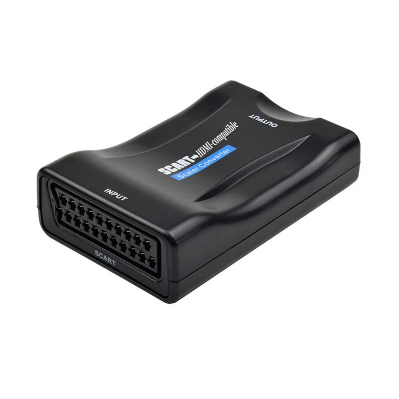 SCART To HDMI-compatible Video Audio Converter AV Signal Adapter Receiver For HDTV Sky Box STB TV DVD With EU Power Plug 1080P HDMI To AV Adapter Audio Video Converter Adapter