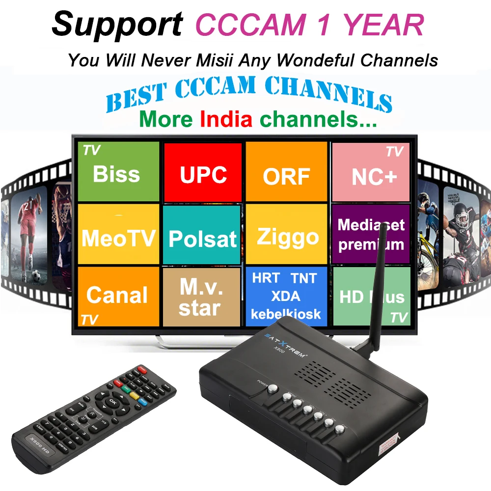 Индийский DVB-S2 спутниковый ТВ приемник X800 HD 1080P цифровой тюнер DVB S2 сосуд USB WiFi Dollby AC3 поддержка Cline индийский Европа