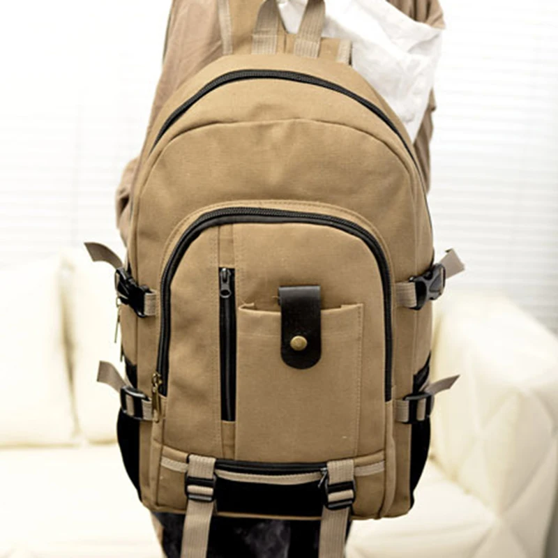 MoneRffi Men Canvas Backpack Leisure Travel Vintage Fashion Laptop Backpack Shoulder Bag Computer Functional Versatile Bags