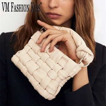 

VM FASHION KISS 2020 Spanish Style Pu Leather Brand Design Knitting Crossbody Bags For Women Pochette Femme Weaving Small Bag