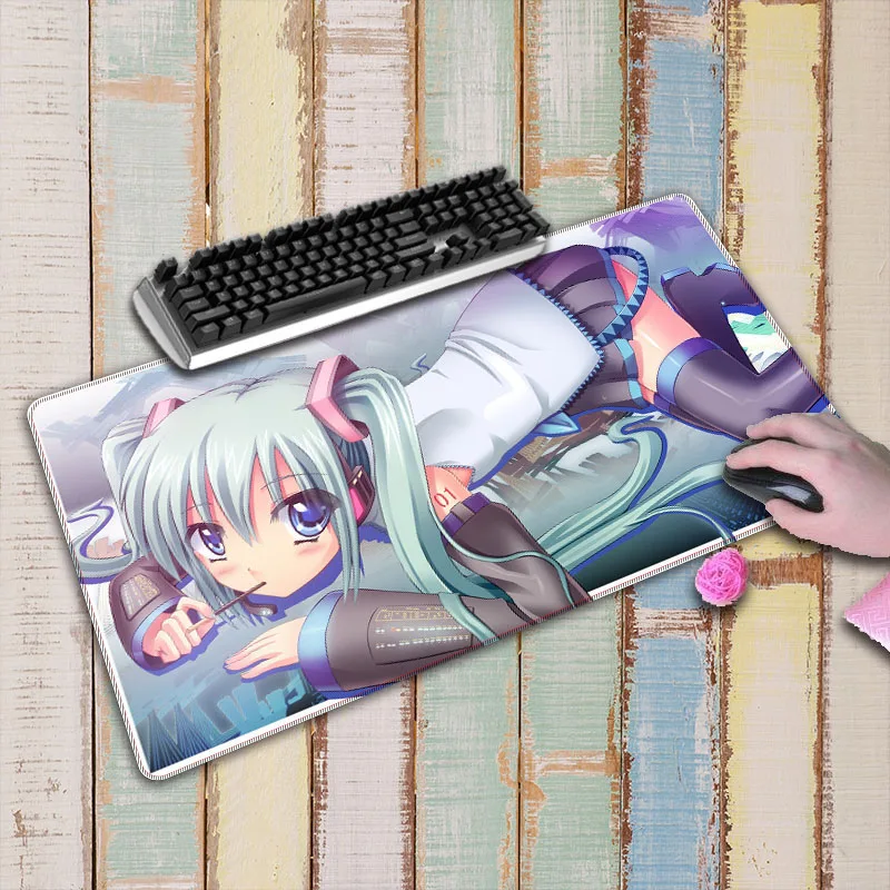  Hatsune Miku blue Big Gaming Mouse Pad Locking Edge Desk Keyboard Mouse Mat Large Game Mousepad Gam