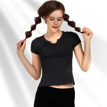 Сексуальная рубашка для фитнеса, йоги для женщин, спортивный топ для бега, Женский облегающий костюм с короткими рукавами для йоги, вентиляционная Модная рубашка для тренировок