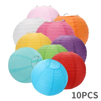 

（6,8,10,12,inch）Handmade Round Paper Lanterns Hanging Wedding Birthday Party Holiday Decoration Chinese Paper Lights ball