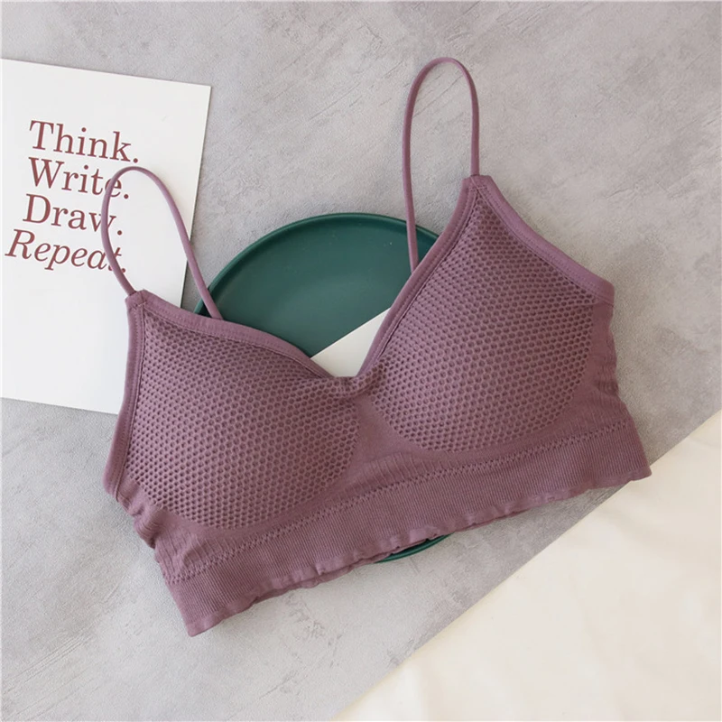 Women's Cotton Underwear Tube Tops Sexy Solid Color Top Fashion Sports Comfort Tank Up Girl Sling Push Up Bra Female Lingerie