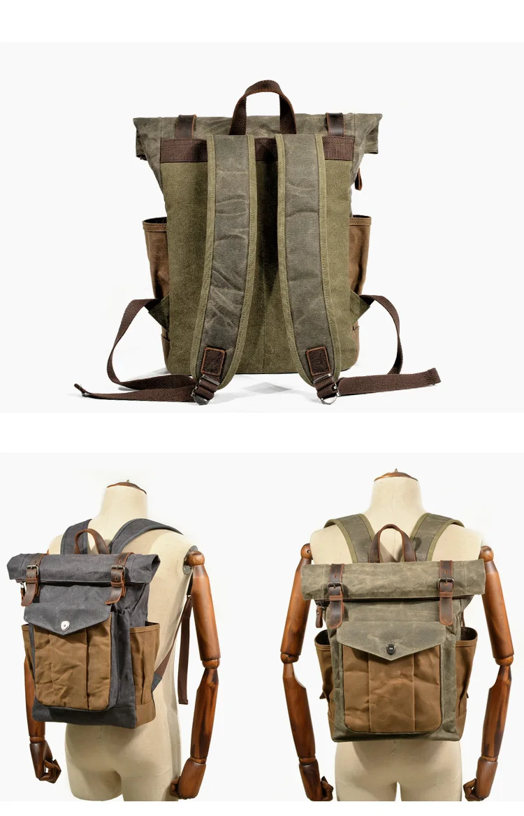 Canvas backpack men's outdoor leisure simple and practical large-capacity mountaineering bag backpack men's travel bag