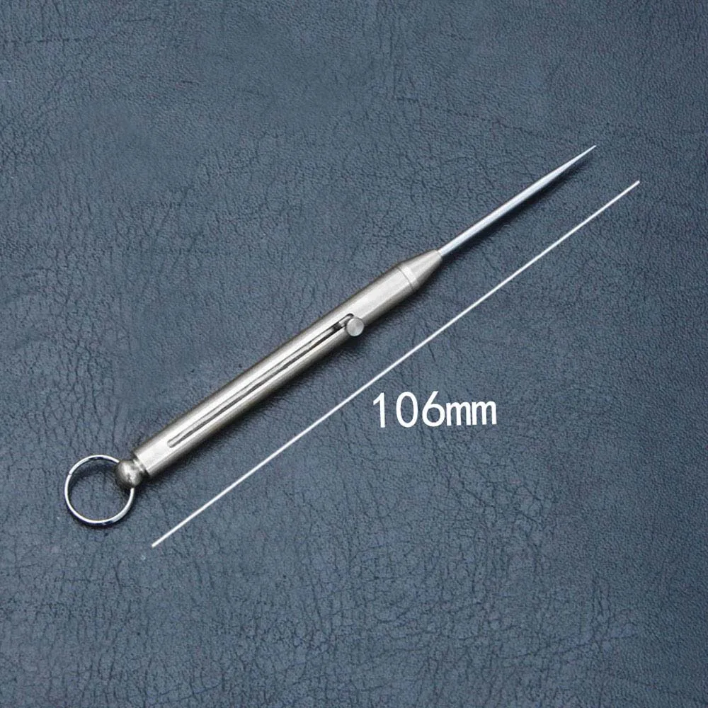 Camping Titanium Alloy Push-pull Spring Design Toothpick With Toothpick Holder Keychain Ultra Light Multi-function Fruit Fork