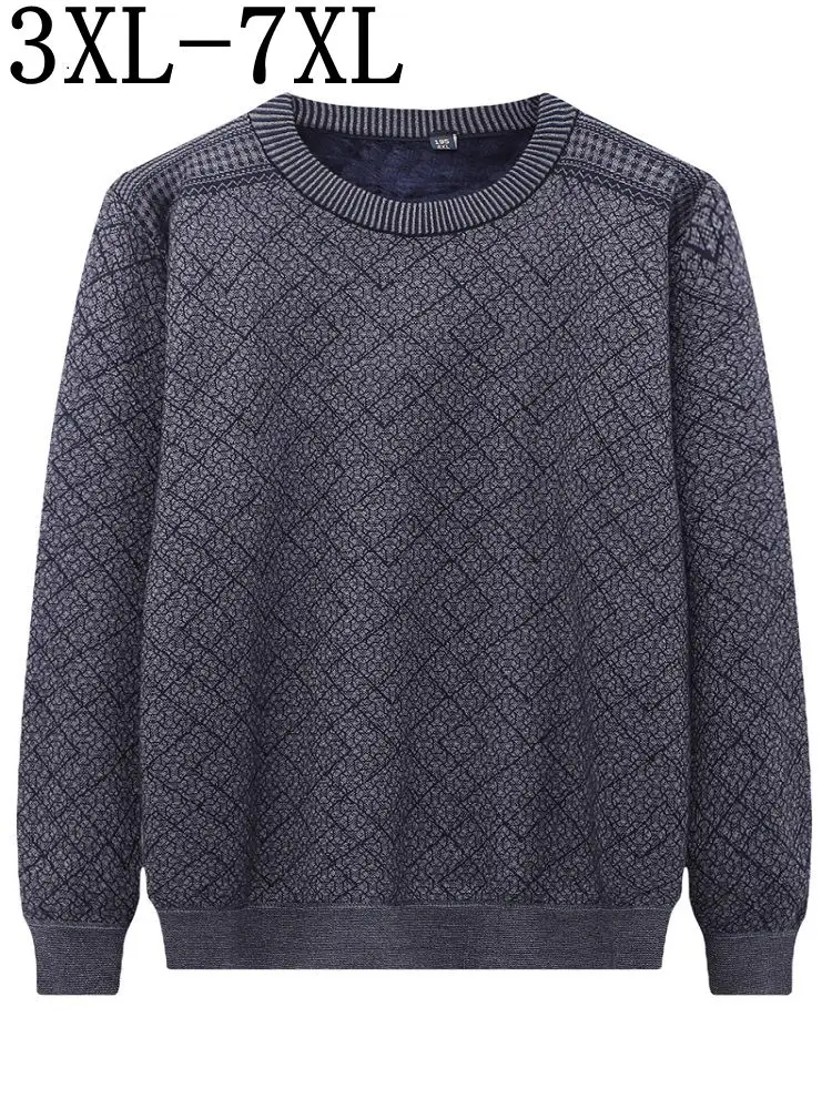 Размер 7XL 6XL 5XL толстый теплый флис o-образным вырезом Pull Homme мужской Рождественский свитер зимняя шерсть мужские свитера Повседневный пуловер для мужчин