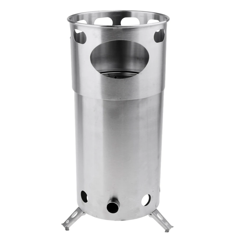 Stainless Steel Stove, Wood Burner, Compact for Survival Camping Hunting Emergency Preparation Backyard Picnic BBQ Barbecue