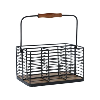 

Home Office Stationery With Handle Multipurpose Free Standing Iron Wire Desktop Organizer Living Room Storage Basket Study
