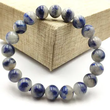 

10mm Genuine Natural Blue Dumortierite Quartz Rutilated Crystal Women Men Gemstone Round Beads Rare Reiki Stone Bracelet AAAAA