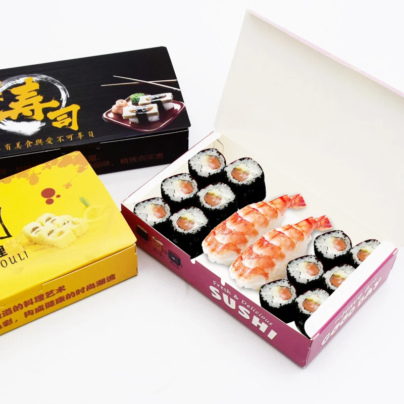 12PCS Disposable Sushi Box Rice Ball Paper Packing Box For Fast Food Shop Restaurant Sushi Box Packaging Thicken Supplier