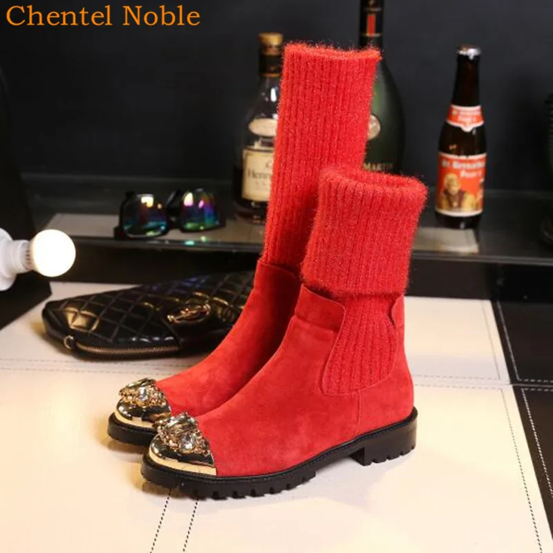 red leather sock boots