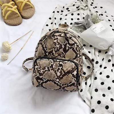 brown DORANMI Serpentine маленькие рюкзаки для женщин модная сумка на плечо Сзади Женский кожаный мини школьный рюкзак Mochila JB800 - Цвет: brown
