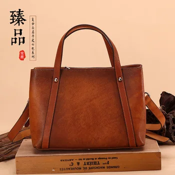 

Women's handbags retro leather women's Baotou leather handbag women's small square bag